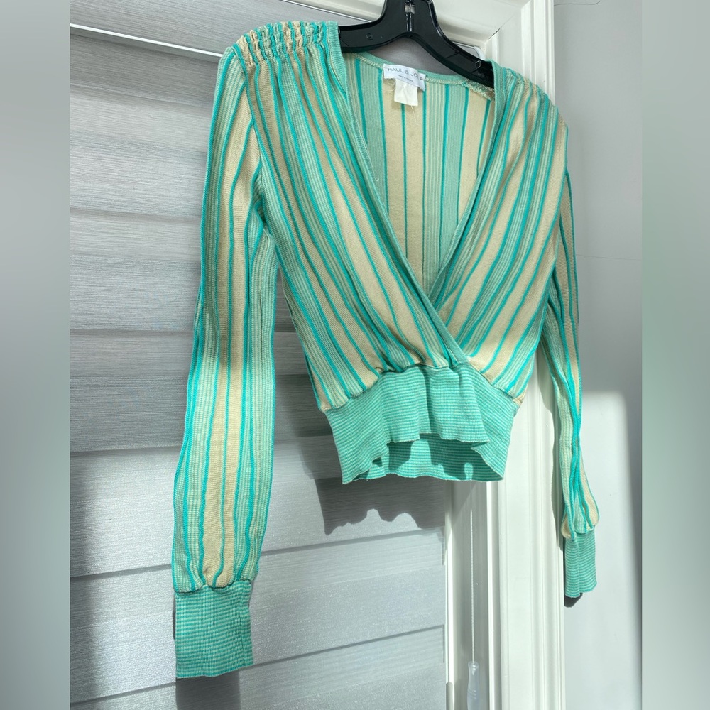 VINTAGE 90s Y2K PAUL & JOE TOP KNIT STRIPED SWEATER XS SMALL